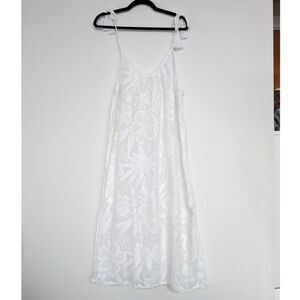 Aerie White Crochet Knit Tie Strap Flowy Floral Beach Coverup Dress Sz M